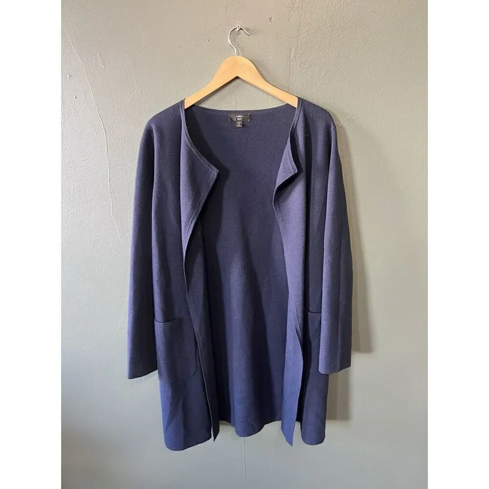 J. Crew Womens Blue Knit Long Cardigan Sweater Open Front Size Medium